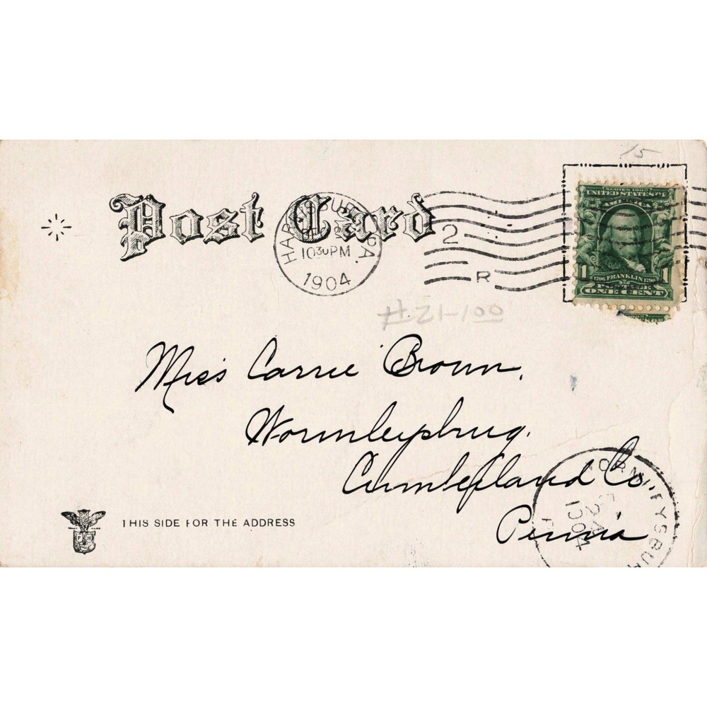 Antique 1904 Franz Huld Postcard Children Made in Germany 1c Franklin Stamp - Picture 2 of 2